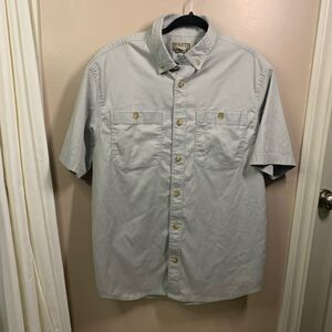 Duluth Trading Co Tan Khaki Short Sleeve Button Down Shirt L